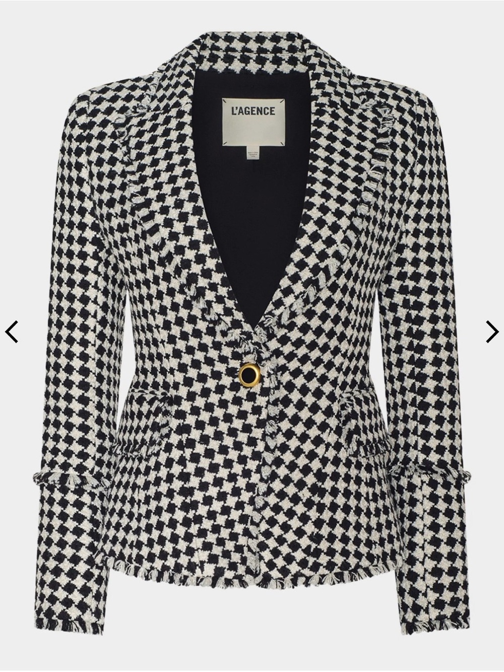 l’agence kaisley black & white tweed diamond print blazer, women’s 2 NEW